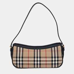 Pre Owned حقيبة هوبو كتف بربري قماش وجلد كاروهات فينتاج متعددة الألوان بيج