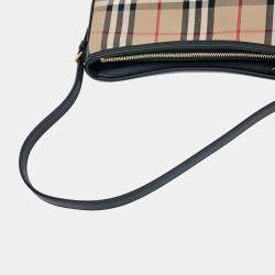 Pre Owned حقيبة هوبو كتف بربري قماش وجلد كاروهات فينتاج متعددة الألوان بيج