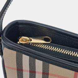 Pre Owned حقيبة هوبو كتف بربري قماش وجلد كاروهات فينتاج متعددة الألوان بيج