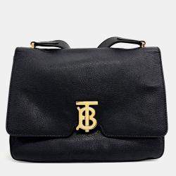 Pre Owned Burberry Black Leather TB Alice Shoulder Bag