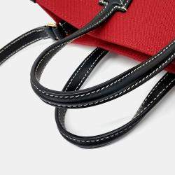 Pre Owned Burberry Red Fabric Freya Mini Tote Bag