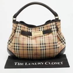 Pre Owned حقيبة هوبو بربري ويلينمور جلد وPVC مطبوع هيما ركت بني/ بيج بحجم متوسط