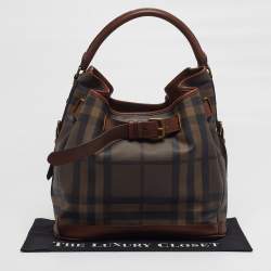 مملوكة مسبقًا Burberry Walden Brown Smoked Check PVC and Leather Hobo
