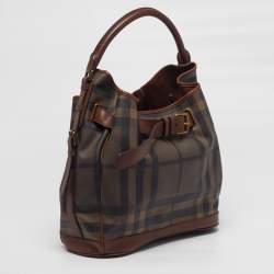 مملوكة مسبقًا Burberry Walden Brown Smoked Check PVC and Leather Hobo