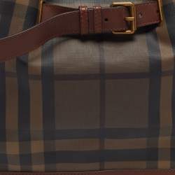 مملوكة مسبقًا Burberry Walden Brown Smoked Check PVC and Leather Hobo