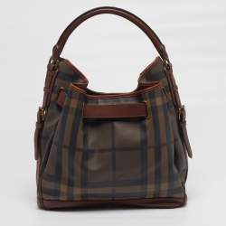 مملوكة مسبقًا Burberry Walden Brown Smoked Check PVC and Leather Hobo
