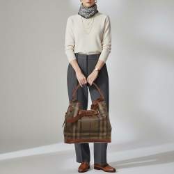 مملوكة مسبقًا Burberry Walden Brown Smoked Check PVC and Leather Hobo