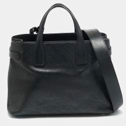 مملوكة مسبقًا Burberry Banner Medium Black Perforated Leather Tote