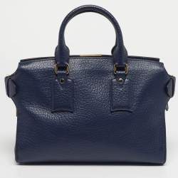 مملوكة مسبقًا حقيبة يد توتس بربري جلد حبيبي أزرق كحلي كليفتون