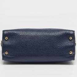 مملوكة مسبقًا حقيبة يد توتس بربري جلد حبيبي أزرق كحلي كليفتون