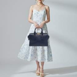 مملوكة مسبقًا حقيبة يد توتس بربري جلد حبيبي أزرق كحلي كليفتون