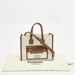 Pre Owned Burberry Freya Mini Brown/Beige Canvas Tote