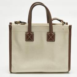 Pre Owned Burberry Freya Mini Brown/Beige Canvas Tote
