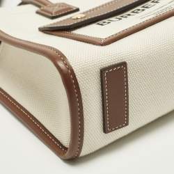Pre Owned Burberry Freya Mini Brown/Beige Canvas Tote