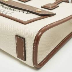 Pre Owned Burberry Freya Mini Brown/Beige Canvas Tote