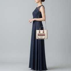 Pre Owned Burberry Freya Mini Brown/Beige Canvas Tote