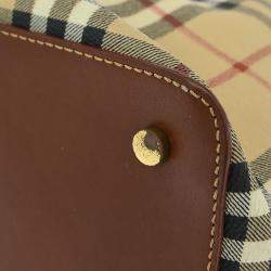 Pre Owned Burberry Beige Brown House Check Vanity Handbag