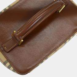 Pre Owned Burberry Beige Brown House Check Vanity Handbag