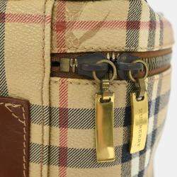 Pre Owned Burberry Beige Brown House Check Vanity Handbag