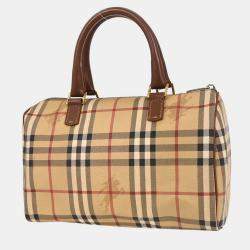 Pre Owned حقيبة بربري دافل كارو هيوس بيج / بني