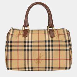 Pre Owned حقيبة بربري دافل كارو هيوس بيج / بني