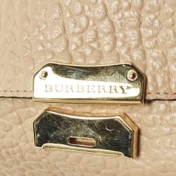 Pre Owned Burberry Madison Beige Textured Leather Flap Shoulder Bag