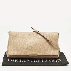 Pre Owned Burberry Madison Beige Textured Leather Flap Shoulder Bag