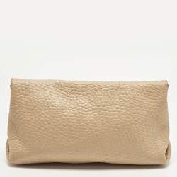 Pre Owned Burberry Madison Beige Textured Leather Flap Shoulder Bag