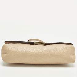 Pre Owned Burberry Madison Beige Textured Leather Flap Shoulder Bag