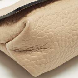 Pre Owned Burberry Madison Beige Textured Leather Flap Shoulder Bag