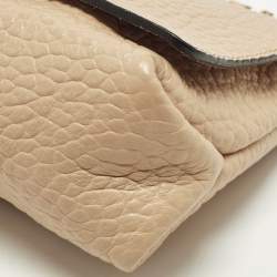 Pre Owned Burberry Madison Beige Textured Leather Flap Shoulder Bag