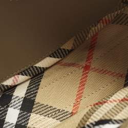 Pre Owned Burberry B Clip Mini Khaki Heritage Check Canvas Messenger Bag