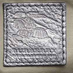 Pre Owned Burberry Beaton Armored Metallic Supernova Check Leather Tote