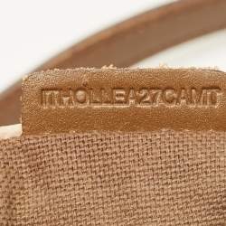 Pre Owned حقيبة بربري كانتربري حجم صغير قماش كانفاس و جلد مطلي بنقشة هي ماركت بني/بيج