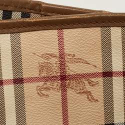 Pre Owned حقيبة بربري كانتربري حجم صغير قماش كانفاس و جلد مطلي بنقشة هي ماركت بني/بيج