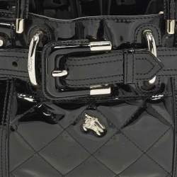 Pre Owned Burberry Beaton Baby Black Quilted Patent Leather Tote