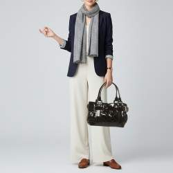 Pre Owned Burberry Beaton Baby Black Quilted Patent Leather Tote