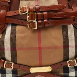 Pre Owned حقيبة يد بربري برايدل لينر جلد و قماش مربعات هاوس بني