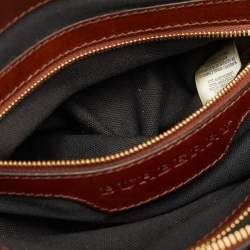 Pre Owned حقيبة يد بربري برايدل لينر جلد و قماش مربعات هاوس بني