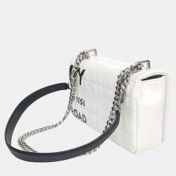 Pre Owned Burberry White Leather Horseferry Lola Bag Small