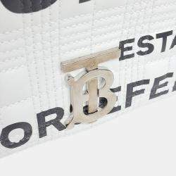 Pre Owned Burberry White Leather Horseferry Lola Bag Small