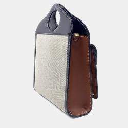 Pre Owned Burberry Grey Canvas and Leather Pocket Bag Mini