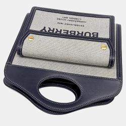 Pre Owned Burberry Grey Canvas and Leather Pocket Bag Mini