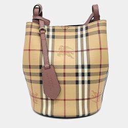 مملوكة مسبقًا Burberry Beige Multicolor Canvas Haymarket Bucket Bag
