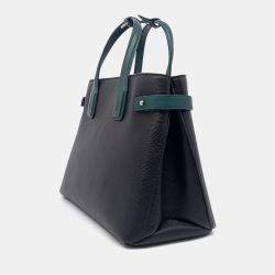 Pre Owned Burberry Black, Green Leather Banner Bag Medium
