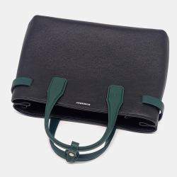 Pre Owned Burberry Black, Green Leather Banner Bag Medium