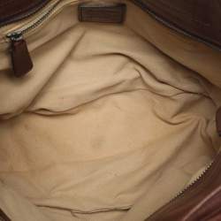 Pre Owned Burberry Beige/Brown Mega Check Canvas and Leather Lowry Tote