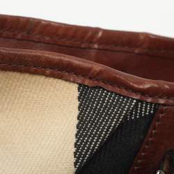 Pre Owned Burberry Beige/Brown Mega Check Canvas and Leather Lowry Tote