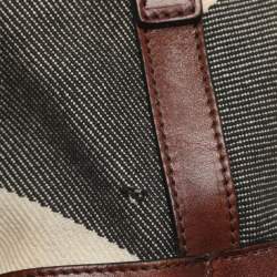 Pre Owned Burberry Beige/Brown Mega Check Canvas and Leather Lowry Tote