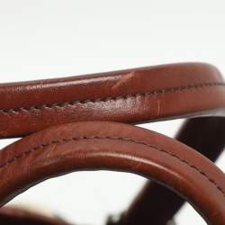 Pre Owned Burberry Beige/Brown Mega Check Canvas and Leather Lowry Tote